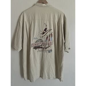 Vintage Tommy Bahama Pelican Cigars Paradise In Every Puff Button Shirt Size XL
